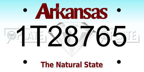1T28765 Arkansas License Plate
