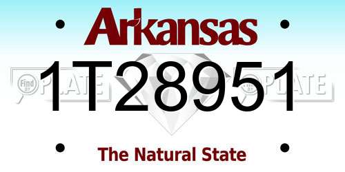 1T28951 Arkansas License Plate