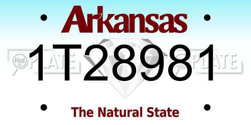 1T28981 Arkansas License Plate