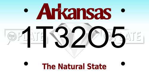 1T32O5 Arkansas License Plate