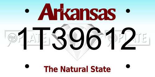 1T39612 Arkansas License Plate