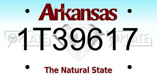 1T39617 Arkansas License Plate