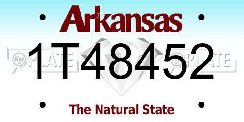 1T48452 Arkansas License Plate