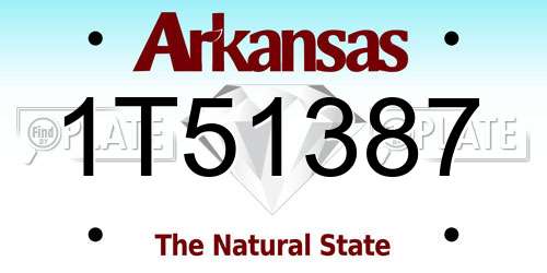 1T51387 Arkansas License Plate