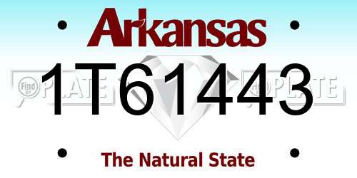 1T61443 Arkansas License Plate