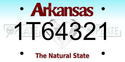 1T64321 Arkansas License Plate