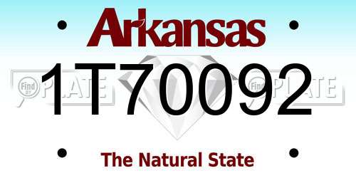 1T70092 Arkansas License Plate