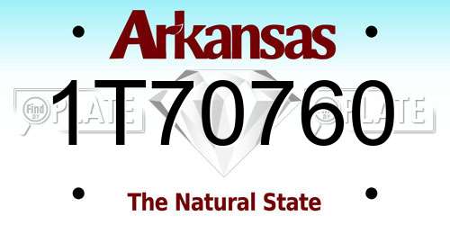 1T70760 Arkansas License Plate