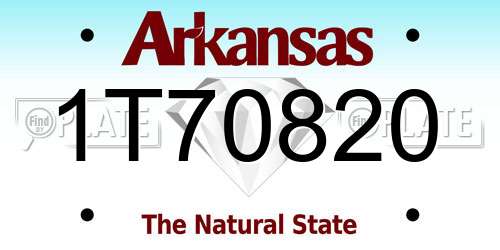 1T70820 Arkansas License Plate