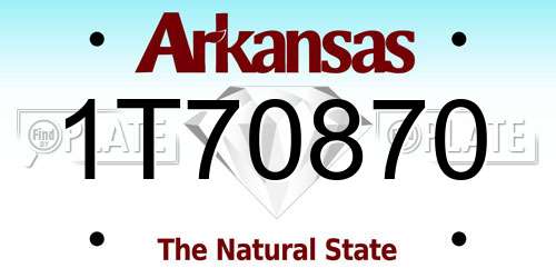 1T70870 Arkansas License Plate