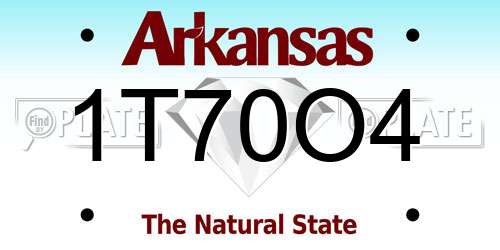1T70O4 Arkansas License Plate