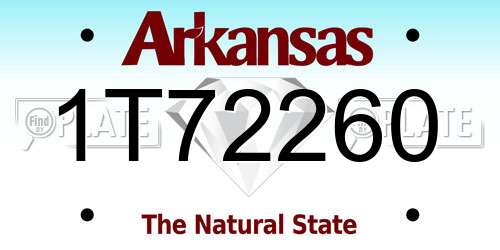 1T72260 Arkansas License Plate