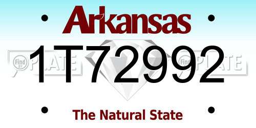 1T72992 Arkansas License Plate