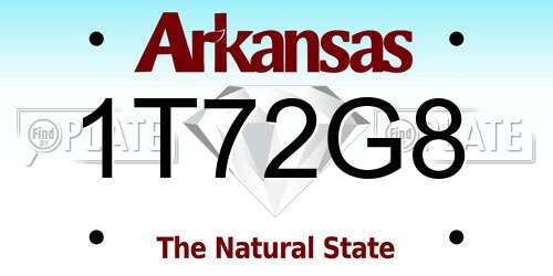 1T72G8 Arkansas License Plate