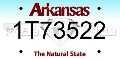 1T73522 Arkansas License Plate
