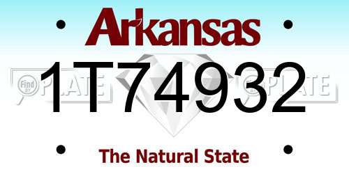 1T74932 Arkansas License Plate