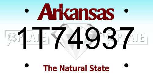 1T74937 Arkansas License Plate