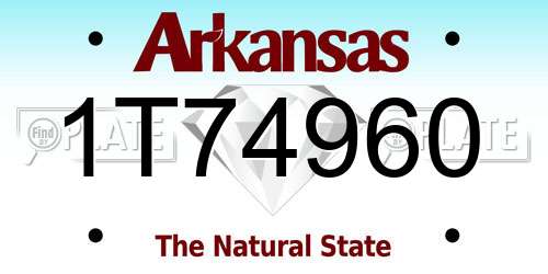 1T74960 Arkansas License Plate