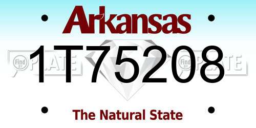 1T75208 Arkansas License Plate