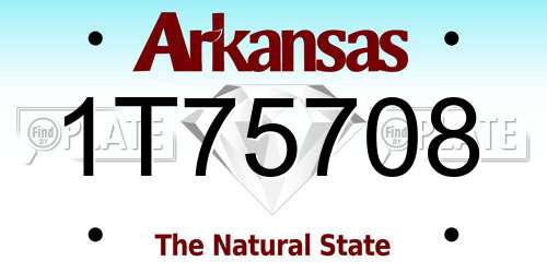 1T75708 Arkansas License Plate