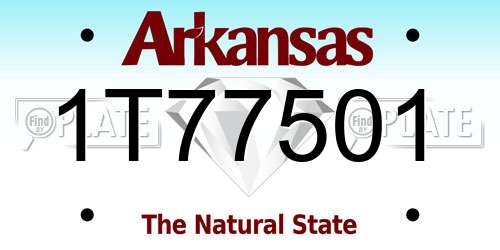 1T77501 Arkansas License Plate