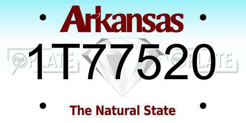 1T77520 Arkansas License Plate