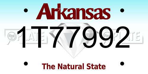 1T77992 Arkansas License Plate