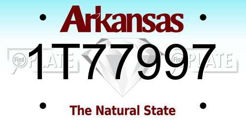 1T77997 Arkansas License Plate