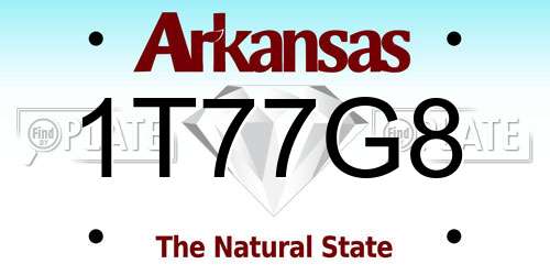 1T77G8 Arkansas License Plate
