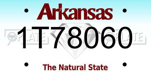 1T78060 Arkansas License Plate