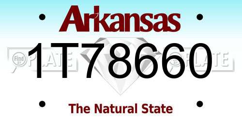 1T78660 Arkansas License Plate