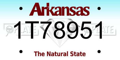 1T78951 Arkansas License Plate