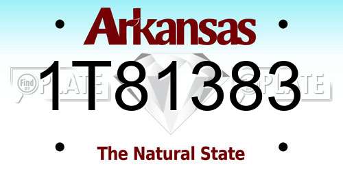 1T81383 Arkansas License Plate
