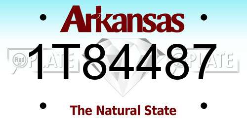 1T84487 Arkansas License Plate