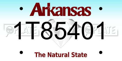 1T85401 Arkansas License Plate