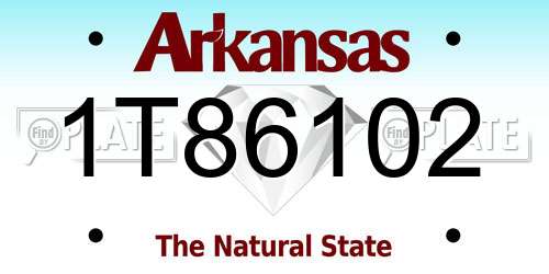 1T86102 Arkansas License Plate