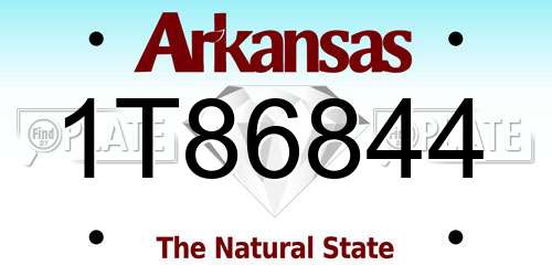 1T86844 Arkansas License Plate