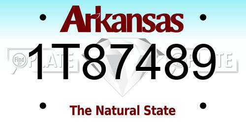 1T87489 Arkansas License Plate