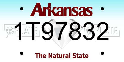 1T97832 Arkansas License Plate