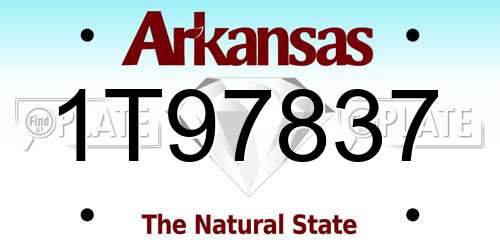 1T97837 Arkansas License Plate