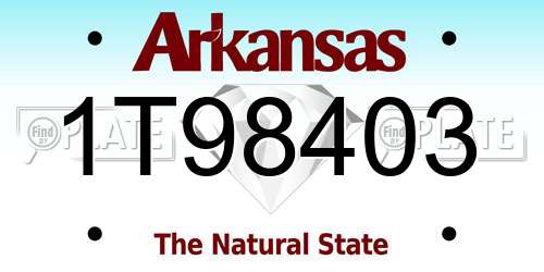 1T98403 Arkansas License Plate