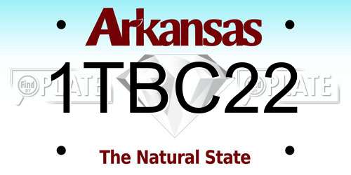 1TBC22 Arkansas License Plate
