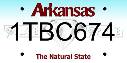1TBC674 Arkansas License Plate