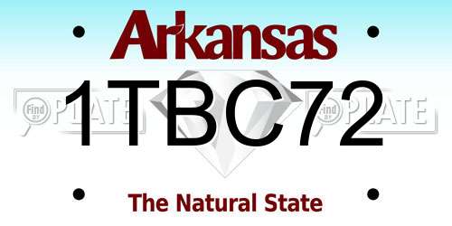 1TBC72 Arkansas License Plate