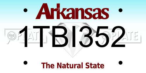 1TBI352 Arkansas License Plate