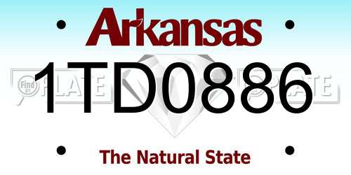 1TD0886 Arkansas License Plate