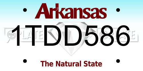 1TDD586 Arkansas License Plate