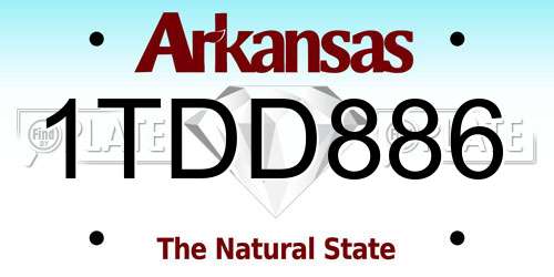 1TDD886 Arkansas License Plate