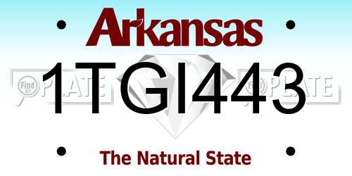 1TGI443 Arkansas License Plate