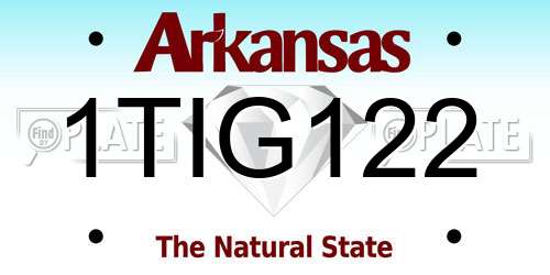 1TIG122 Arkansas License Plate